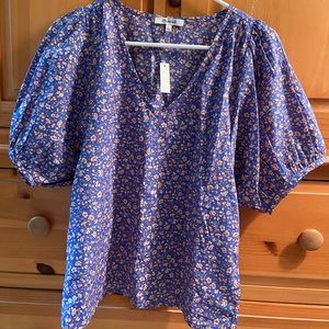 SM Madewell v-neck puff-sleeve top in summer vines